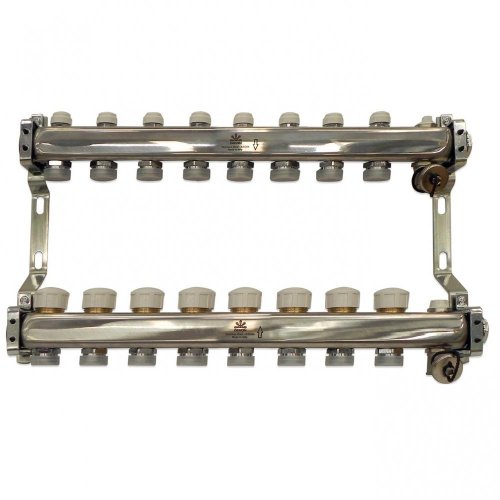 Коллекторный блок с балансировочными и термостатическими клапанами 1"x3/4"EU x8, в комплекте ручн.воздухоотводчик, сливн.кран
